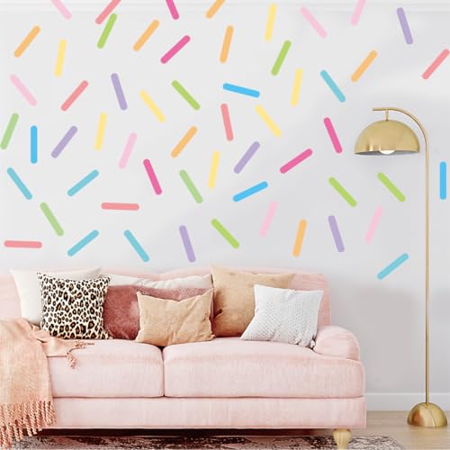 Pastel Rainbow Sprinkle Wall Decals - 300PCS Removable Confetti Stickers for Walls & Decor