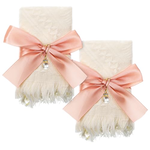 2-Pack Bohemian Turkish Cotton Hand Towels - Beige & Pink