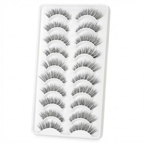LZM 14mm Wispy False Lashes Soft Long Eyelashes for Beginners with Glue