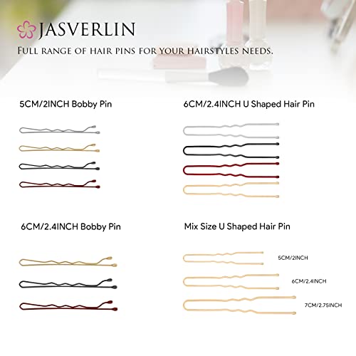 JASVERLIN Large Black Bobby Pins 2.4 Inch 100 Pcs Long Hair Pins