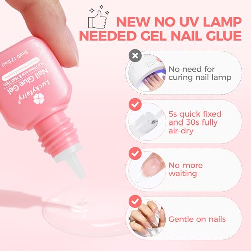 Luckyfairy Fast-Drying Gel Nail Glue for Press-on Nails 3-Pack