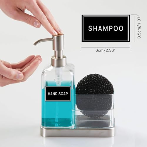 24PCS Waterproof Bathroom Labels for Soap & Shampoo Dispensers