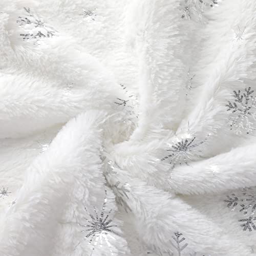 Christmas Pillow Covers Set of 2 - 18x18 Faux Fur Snowflakes