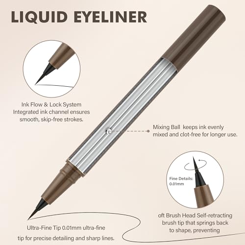 Anwuozu Brown Liquid Eyeliner Waterproof Precision Tip Matte Eye Liner