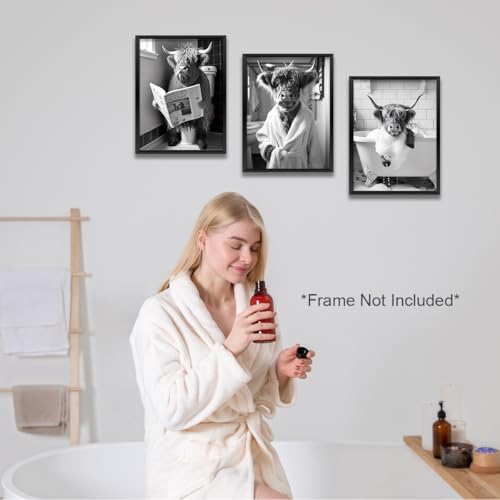 3PCS Funny Animal Wall Art Prints for Bathroom Decor - 8x10