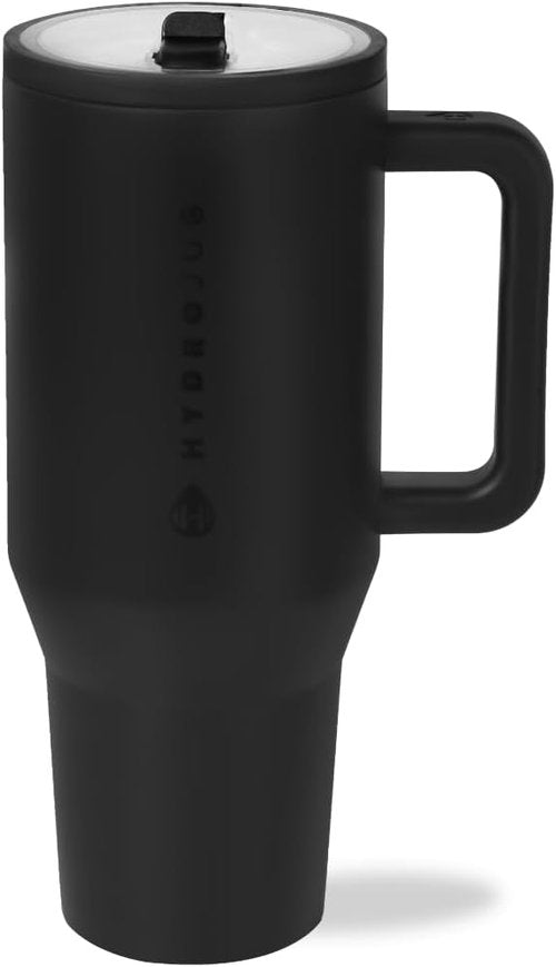 HydroJug Traveler 40 oz Water Bottle - Leak Resistant, Fits Cup Holder, Insulated Stainless Steel - Black