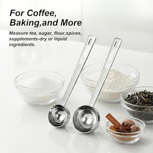 LimeFlex 2-Piece Coffee Scoop Set - 15ml & 30ml Long Handle Spoons