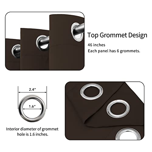 Easy-Going Thermal Blackout Curtains, 46x63 Inch Grommet Drapes, Dark Brown
