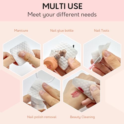 Bcowos Lint Free Nail Wipes 540pcs - Super Absorbent Polish Remover Pads