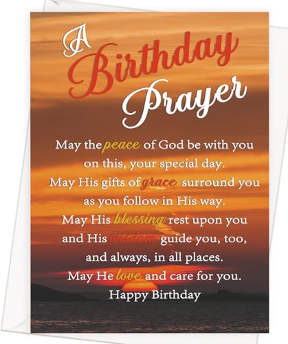 Christian Birthday Card with Inspirational Prayer | 8x5.3in