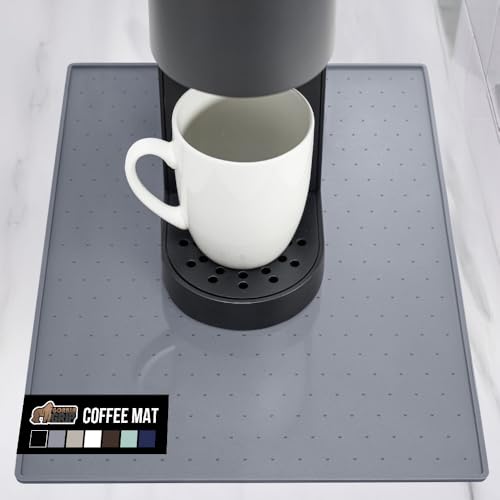 GORILLA GRIP Silicone Coffee Mat, 10x14 Inch Espresso Bar Spill Mat, Gray