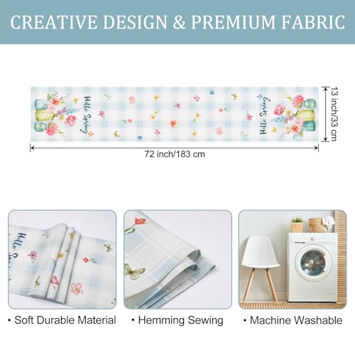 Bonhause Floral Table Runner 13x72 Inch - Hello Spring Design