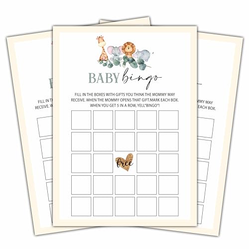 Eucalyptus Baby Bingo Game Set - 25 Cards for Baby Showers