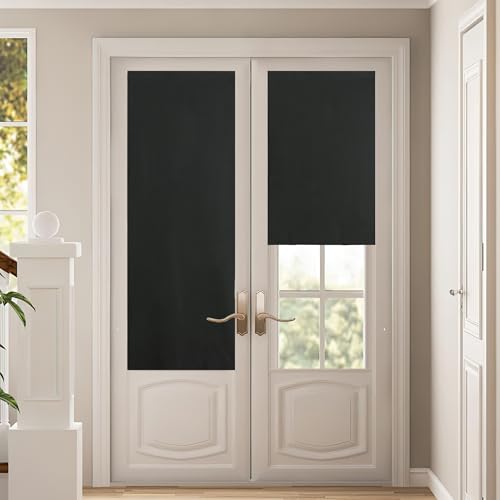 NICETOWN 100% Blackout Door Curtain - Thermal Insulated, No Drill, 26x64, Black