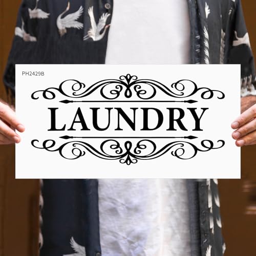 3-Piece Vinyl Laundry, Pantry, and Bathroom Door Sign Set - Wall Decals