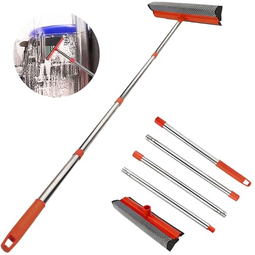 Bunliuys 2-in-1 Window Squeegee with 58'' Extension Pole - Red