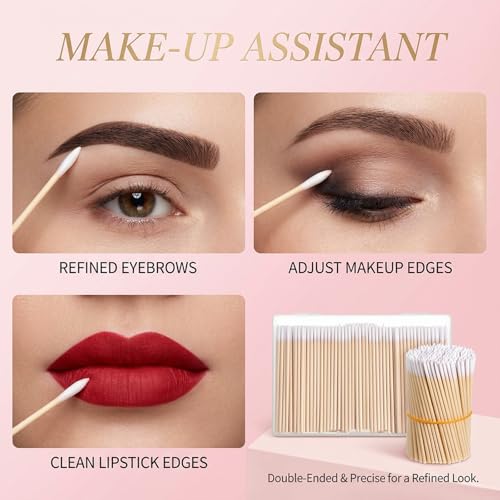 Hadnves 400 Pcs Precision Pointed Cotton Swabs with Wooden Sticks