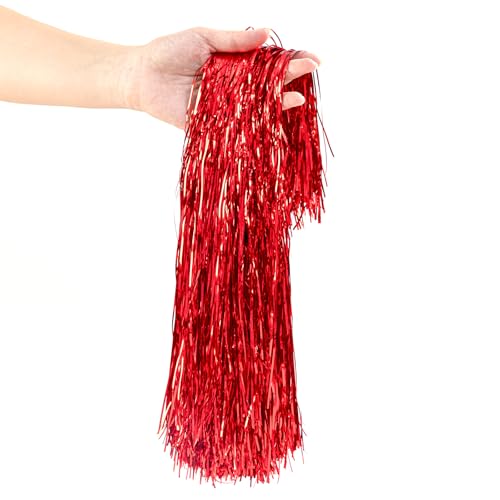 3000 Strands Red Christmas Tinsel Icicles - Metallic Foil Fringe Decorations