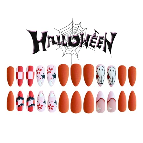 Halloween Press on Nails Medium Almond Matte False Nails 24PCS