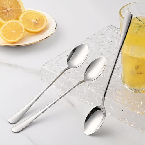 Dehov 7.5-Inch Stainless Steel Iced Tea Spoons, Set of 8 Silver Stirring Spoons