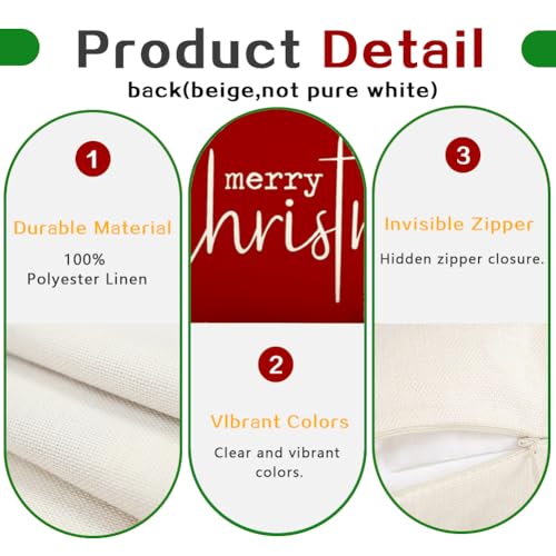 Merry Christmas Pillow Cover 12x20 - Red Outdoor Lumbar Cushion