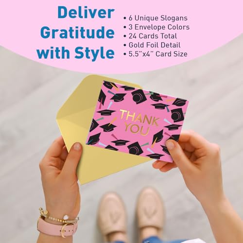 Graduation Gratitude Set of 24 Thank You Cards with Envelopes