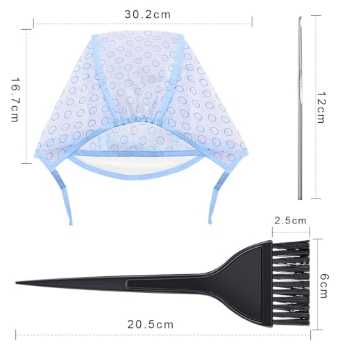 Professional Hair Dyeing Kit with Highlighting Caps Hooks and Brushes