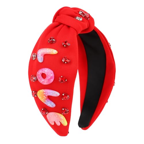 Amariver Red Rhinestone Love Knotted Valentine's Day Headband