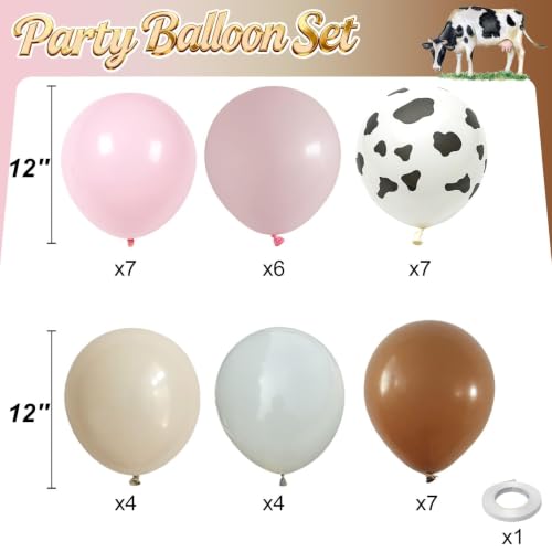 Froova 12-Inch Cowgirl Balloons Set - Cow Print & Pink Western Party Decor