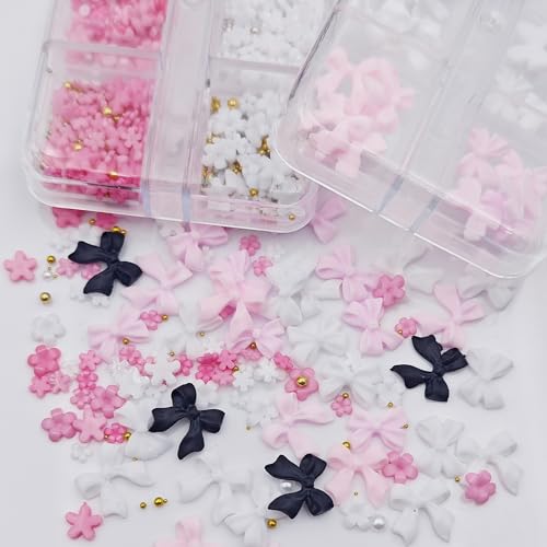 3D Nail Charms Kit with Bows, Flowers, Rhinestones, and Pearls for DIY Manicure