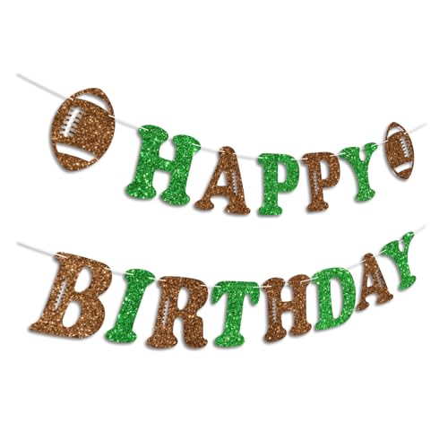Football Happy Birthday Banner, Glitter Sport Theme Party Decoration
