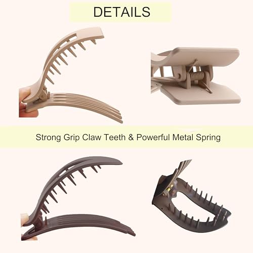 Wnqou 6-Pack Flat Hair Claw Clips for Women Large Strong Hold