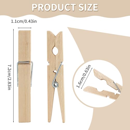 30 PCS Heavy Duty Wooden Clothespins - 2.9 Inch Rust Resistant Clips