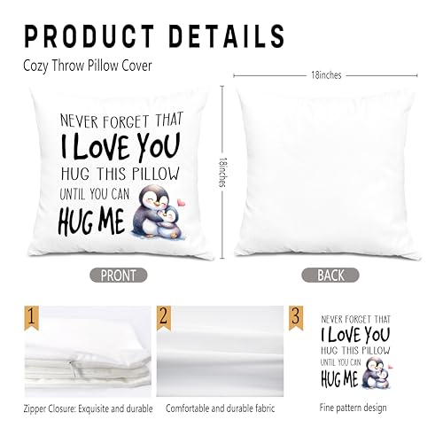 Cute Penguin Hug This Pillow Cover 18x18 - White-10