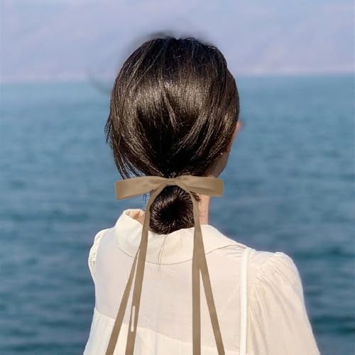 LAOTIDui Satin Hair Bow Clips for Women Large Coquette Hair Ribbon 2Pcs