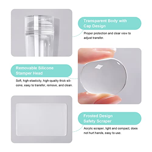 Clear Jelly Nail Art Stamper with Acrylic Scraper and Spare Head Kit