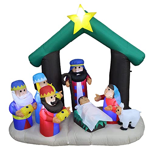 Christmas Inflatable Nativity Scene & Snowmen Bundle with LED Lights - Outdoor Decor
