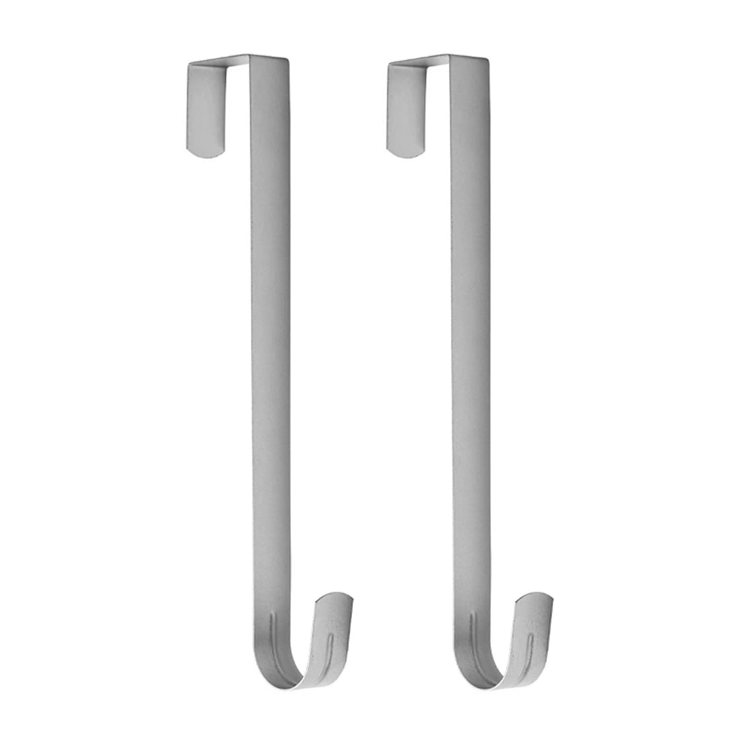 Sattiyrch 12" Front Door Wreath Hanger, Ultra Slim Metal Over Door Hook, Damage-Free Hanging for Seasonal & Year-Round Wreaths, Fits Most Doors, Silver, 2 Pack