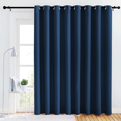 NICETOWN Extra Wide Blackout Curtain Panel, 120"W x 120"L, Moroccan Blue