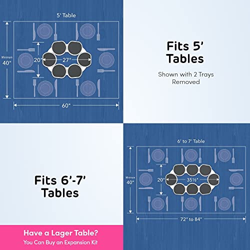 Expandable Lazy Susan Turntable for Rectangular & Oblong Tables - Dark Gray