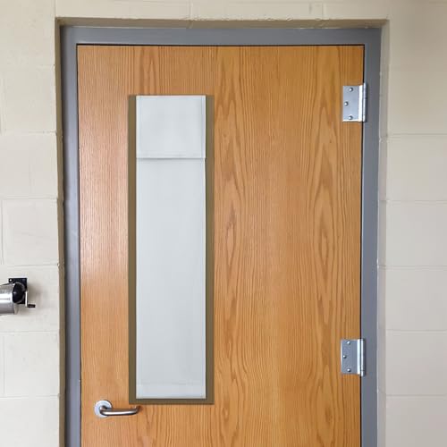 NICETOWN Classroom Door Window Shade, 10"W x 30"L Greyish White Blackout