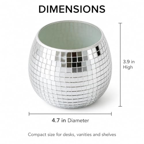 Glass Disco Ball Pencil Holder - Retro Makeup Brush Organizer