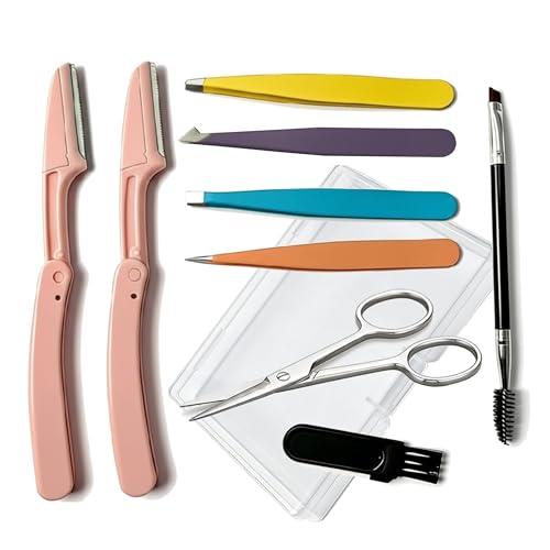 MIQUENYA 8-Piece Professional Eyebrow Grooming Kit with Case