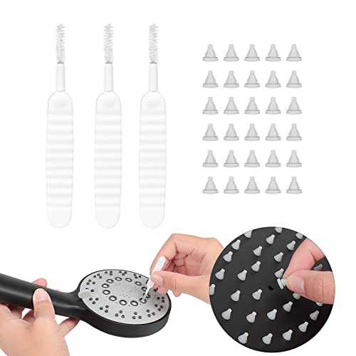 NearMoon Shower Head Cleaning Kit with 3 Brushes & 30 Silicone Nozzle Replacements