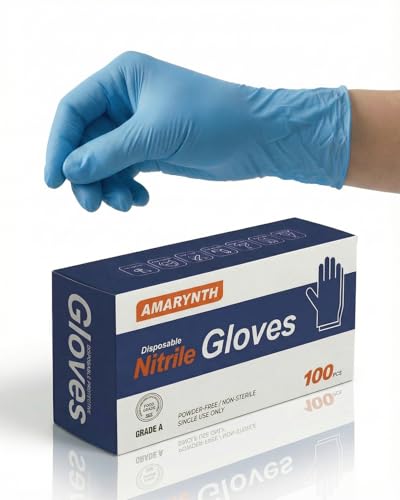 Amarynth 4 Mil Nitrile Disposable Gloves - Blue, Large, 100 Count