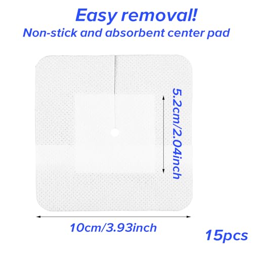 15 Pcs Split Drain Adhesive Feeding Tube Bandages, Sterile Catheter Stabilization Device, G Tube Covers, Peg G J Supra-Pubic Incision Bordered Gauze Pad, 4" x 4" Island Dressing for Nursing Care