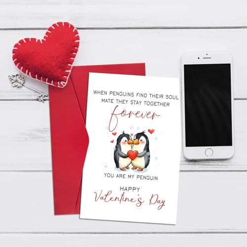 Ogeby Cute Penguin Valentine's Day Card for Soulmate | 8" x 5.3"