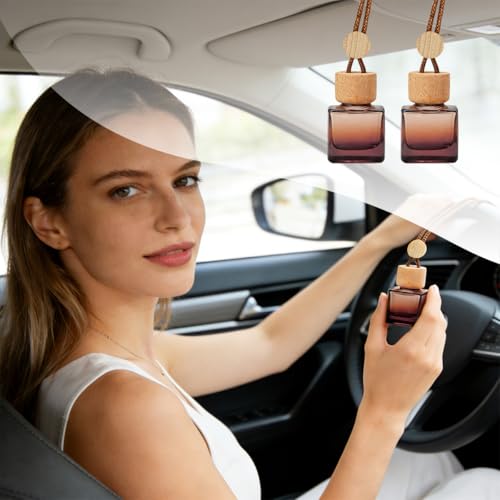 Sandfren Car Rear View Mirror Hanging Perfume Bottle Glass Charm 2PCS