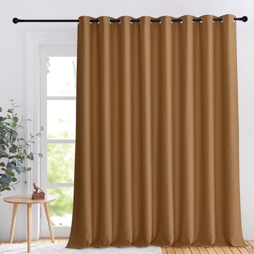 NICETOWN Gold Brown Patio Sliding Door Curtain Panel 120"W x 108"L