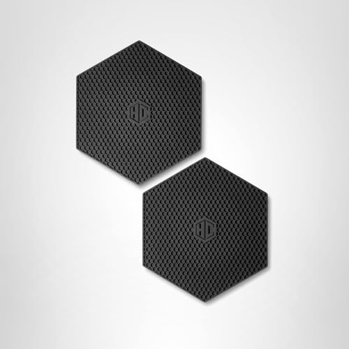 HexClad Hexagon Silicone Trivets, 2-Pack, Nonslip and Heat Resistant Hot Pads, Black